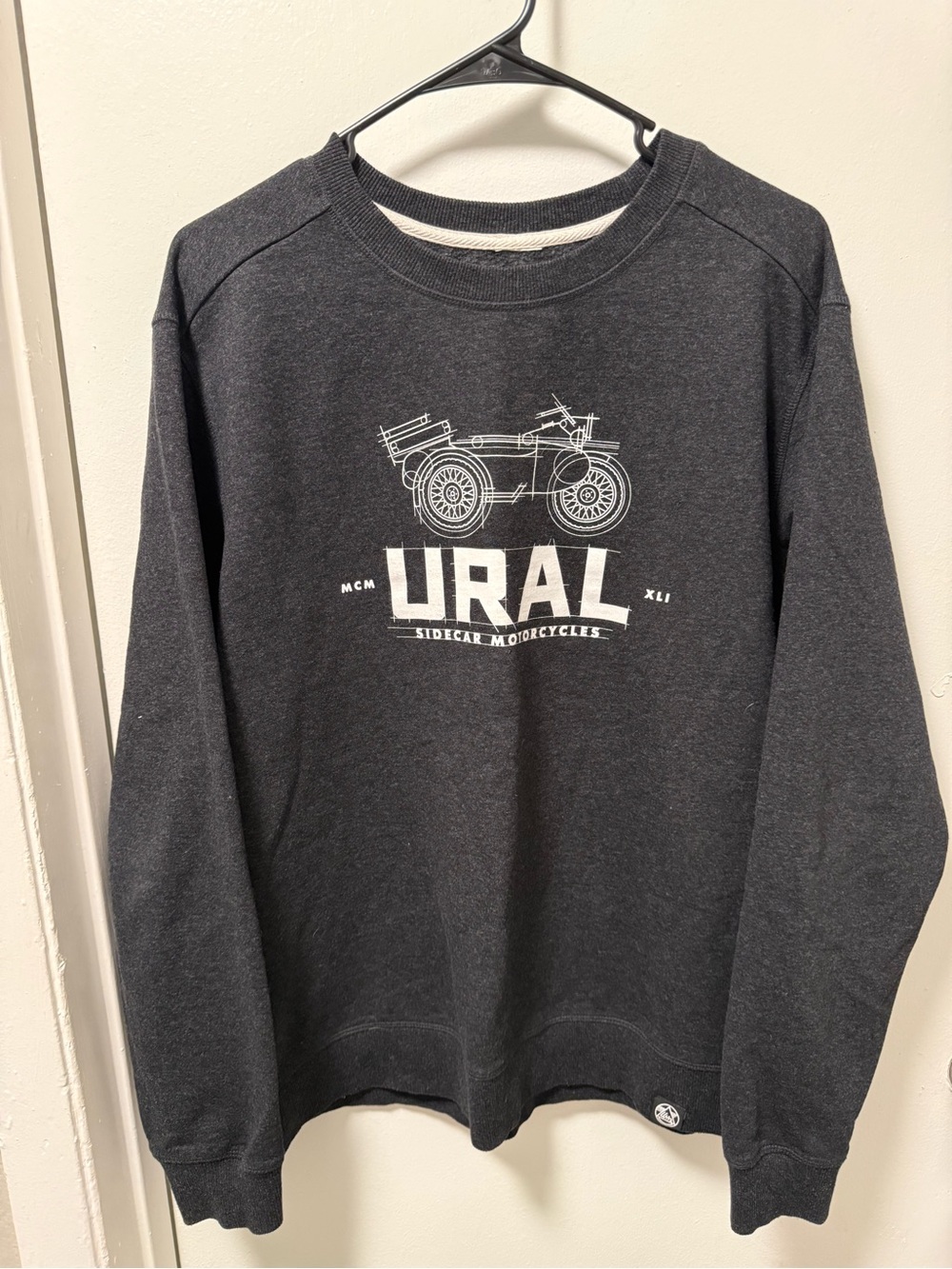 Official URAL Sidecar Motorcycles Line Art Crewneck Sweatshirt Charcoal Men’s
